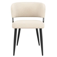 Contemporary Flannel Dining Chairs with Ergonomic Back, Sturdy Dining Seating with Adjustable Pads, 59L x 46.5W x 81.5H cm, Beige(m-11)