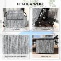 Outsunny Zonneligstoel met 4-Standen Verstelbare Rugleuning, Kussen, Zijvak, Hoofdsteun, 68 x 189 x 30 cm, Blauw(m-6)