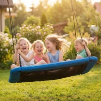 AIYAPLAY Nest Swing with Adjustable Ropes and Tree Straps, Basket Swing for Kids, 300KG Capacity for Indoor Outdoor, Blue(m-2)