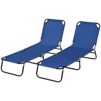 Outsunny Set de 2 șezlonguri pliante pentru grădină cu spătar reglabil în 5 poziții până la 120kg(m-10)