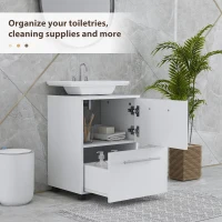 Szafka pod umywalkę, z szufladą i półką, Biała(m-5)
