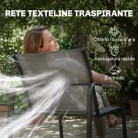 Outsunny Set da Giardino 4 Pezzi, Divano a Due Posti, 2 Poltrone, Tavolino in Vetro Temperato, Grigio(m-5)