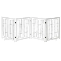 PawHut Cancelletto a 4 pannelli per Cani e animali Recinzione Autoportante con Piedini, 305x82 cm, Bianco(m-5)