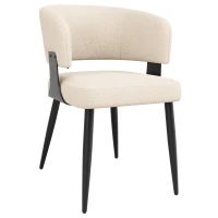 Contemporary Flannel Dining Chairs with Ergonomic Back, Sturdy Dining Seating with Adjustable Pads, 59L x 46.5W x 81.5H cm, Beige(m-2)