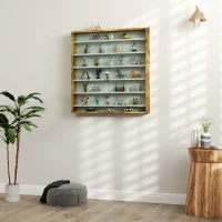 HOMCOM Vitrine pour collection vitrine murale 80 x 9,5 x 83 cm 6 étagères réglables en hauteur 2 portes coulissantes en verre(m-7)