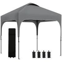 Outsunny Pavilion de grădină Pop-up pliant 2,5 x 2,5 m înălțime reglabilă țesătură Oxford anti UV50+ cadru din oțel sac de transport(m-8)