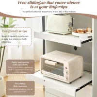 Freestanding Pantry Cabinet with 2 Open Sliding Shelves, Multifunctional Sideboard for Dining & Living Rooms, 59.5L x 45W x 200H cm, White(m-7)