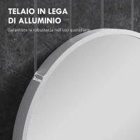HOMCOM Specchio Bagno Ovale da Parete con Cornice in Alluminio, Verticale o Orizzontale, 60x90 cm, Argento(m-5)