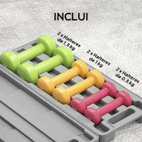 HOMCOM Conjunto de Halteres de 6 Peças Total de 6 kg, 2x1,5 kg, 2x1 kg e 2x0,5 kg, Halteres Hexagonais com Revestimento de PU com Mala para Exercícios em Casa, Ginásio, Multicolor(m-5)