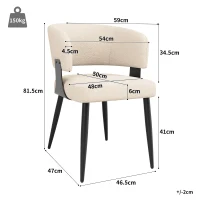 Contemporary Flannel Dining Chairs with Ergonomic Back, Sturdy Dining Seating with Adjustable Pads, 59L x 46.5W x 81.5H cm, Beige(m-3)