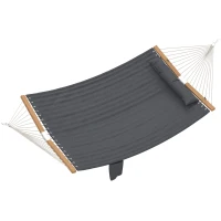 Outsunny Double Hammock 2 Person Swing Bed with Spreader Bars, Pillows, Pad, 200 x 140cm, Grey(m-10)