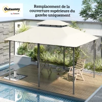 Outsunny Husă de schimb pentru pavilion husă pentru tonelă 4 x 3 m, acoperiș dublu cu orificii de drenaj, poliester 180 g/m², crem(m-4)