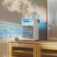 HOMCOM Desk Fan with Adjustable Head, 3-Speed Small Fan with 700ml Water Tank Grey(m-2)