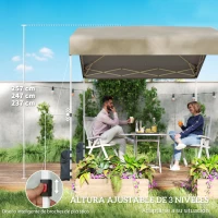 Outsunny Pavilon Pliant 2,4x2,4 m Pop-up UPF50+ Închidere Centrală Înălțime Reglabilă Geantă de Transport Saci Nisip Bej(m-4)