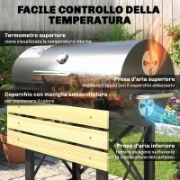 Outsunny Barbecue a Carbone con Griglia Regolabile, Ripiani Pieghevoli, Termometro e Ruote. Nero(m-7)