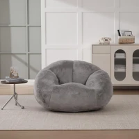 Shell-Shaped Sofa with High-Rebound Foam and Ergonomic Lumbar Support, Giant Sofa with Faux Fur, 100L x 90W x 57H cm, Light Gray(m-1)