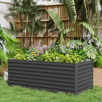 Outsunny Jardinieră ridicată galvanizată dreptunghiulară pentru exterior - fund deschis - 160 x 80 x 60 cm, gri(m-6)