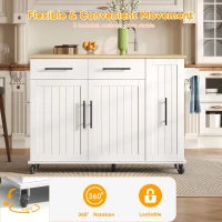 Sleek Kitchen Trolley with Drop Leaf and Pull-Out Organiser, Mobile Kitchen Island with Lockable Castors, 120L x 40W x 90H cm, White+Natural(m-7)