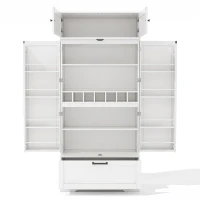Spacious Kitchen Cabinet with a Drawer, 2 Adjustable Shelves, Multifunctional Pantry for Dining and Living Areas, 80L x 40W x 180H cm, White(m-12)
