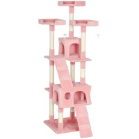 PawHut 173cm Cat Tree Scratching House, Activity Play Centre, Pink(m-1)
