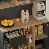 Stylish Kitchen Cabinet with 3 Smooth-Sliding Drawers, Versatile Sideboard with Adjustable Shelves, 105L x 45W x 185H cm, Black+Natural(m-10)