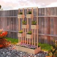 Outsunny Pat înălțat cu spalier, jardiniere din lemn, ghiveci 90 x 45 x 170 cm(m-5)