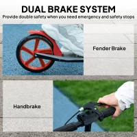 HOMCOM One-click Folding Kick Scooter for 14+ w/ Adjustable Handlebar, Push Scooter with Kickstand, Dual Brake System, Red(m-6)