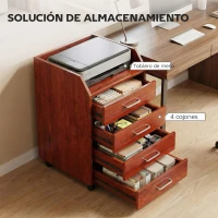 Vinsetto Cajonera de Escritorio con Ruedas Cajonera de Oficina con 4 Cajones Archivador Móvil para Estudio 40x36x65 cm Marrón(m-4)