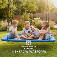 AIYAPLAY Nest Swing with Adjustable Ropes and Tree Straps, Basket Swing for Kids, 300KG Capacity for Indoor Outdoor, Blue(m-5)