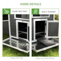 PawHut Chicken Coop, Wooden Outdoor Hen House with Nesting Box, Openable Waterproof Top, Pull-Out Tray, 150 x 100 x 97cm(m-7)