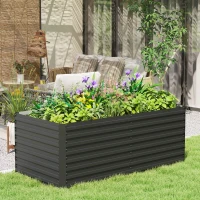 Outsunny Jardinieră ridicată galvanizată dreptunghiulară pentru exterior - fund deschis - 160 x 80 x 60 cm, gri(m-2)