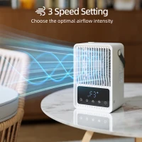 HOMCOM Desk Fan with Humidifier and RGB Light Portable Table Fan with 550ml Water Tank Black(m-4)