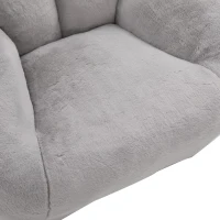 Shell-Shaped Sofa with High-Rebound Foam and Ergonomic Lumbar Support, Giant Sofa with Faux Fur, 100L x 90W x 57H cm, Light Gray(m-14)