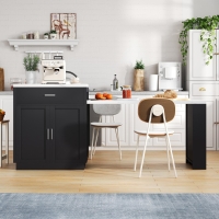 Versatile Kitchen Island with Extendable Dining Table and Adjustable Shelf, Space-Saving Table for 2-6 People, 211L x 55W x 89.5H cm, Black