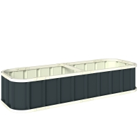 Outsunny Jardinieră ridicată din oțel galvanizat, pat de grădină cu mănuși și margini pliate, 165 x 52 x 31 cm, gri închis