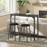 HOMCOM Rectangular Bar Table, Marble Effect Pub Coffee Table for Small Space, Breakfast Dining, Black Marble Effect(m-9)