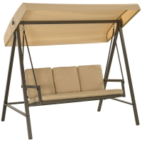 Outsunny Balansoar Hollywood Balansoar de grădină Bancă-balansoar, copertină reglabilă, 200 cm x 125 cm x 175 cm, Bej + Maro