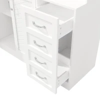 Trendy Sideboard with App-Controlled LED, Snack Rack and Drink Holders, Spacious Buffet with Anti-Tip Fixings, 120L x 40W x 188H cm, White(m-11)