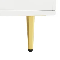 Multifunctional Sideboard with Changhong Glass Door and Glass Holder, Spacious Buffet with Multiple Drawers, 145L x 39W x 171H cm, White(m-12)