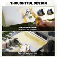 Outsunny Churrasqueira a Gás 10,5 kW 3+1 Queimadores Carrinho BBQ em Aço Inoxidável incl. Queimador Lateral Abre‑garrafas Termómetro Grelha de Ferro Fundido(m-5)