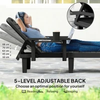 Outsunny Set of 2 Reclining Sun Loungers, 5 Positions Adjustable Outdoor Chaise Lounge Chair with Armrests, Black(m-4)