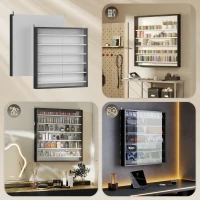 HOMCOM Six Shelf Display Cabinet, with Glass Doors - Black and White(m-7)