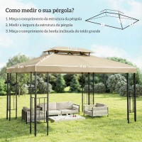 Outsunny Teto de Reposição 4x3 m com Teto Duplo Orifícios de Drenagem e Proteção UV Apenas Teto NÃO Inclui Estrutura Creme(m-3)