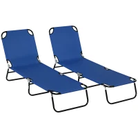 Outsunny Set de 2 șezlonguri pliante pentru grădină cu spătar reglabil în 5 poziții până la 120kg(m-11)