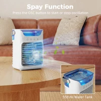 HOMCOM Desk Fan with Adjustable Head, 3-Speed Small Fan with 700ml Water Tank White(m-5)