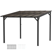 Outsunny Pergolă metalică 3 x 3 m, pergolă de grădină cu acoperiș impermeabil, independentă, rezistentă la vânt, rezistentă la UV, Gri închis(m-11)