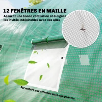 Outsunny Seră tunel de grădină Seră pentru legume oțel galvanizat Ø25mm și structură consolidată 395x595x199cm Verde(m-4)