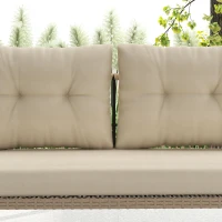 Outsunny Balansoar Hollywood 2 locuri din ratan, leagăn de grădină cu perne și lanțuri, până la 240 kg 115 x 66 x 44 cm Bej(m-9)