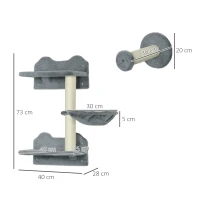 PawHut Gradini da arrampicata con Scala, tiragraffi e amaca per gatti, 40x28x73 cm, grigio e crema(m-3)