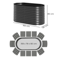 Outsunny Recipient pentru plante, ghiveci metalic cu margine de siguranță și mănuși, podea deschisă, 160B x 80T x 80H cm, Gri închis(m-3)
